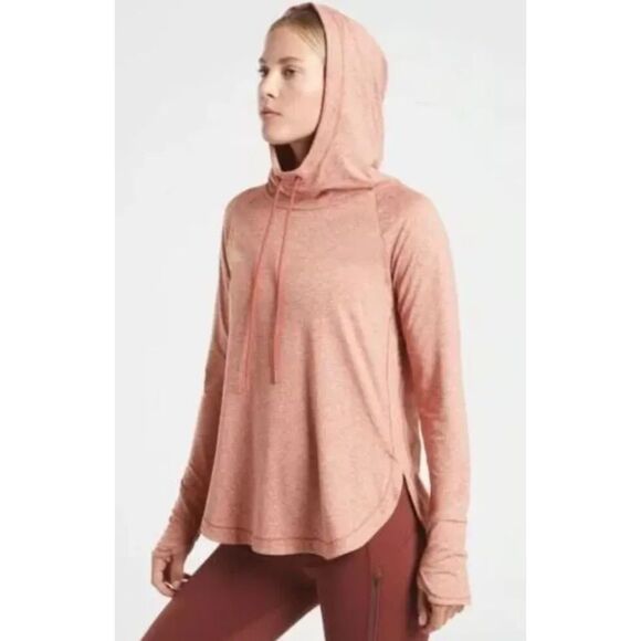 Athleta Uptempo Long Sleeve Hoodie in Cameo Peach Sz XS, UPF 50+ Workout Gym - Picture 2 of 11